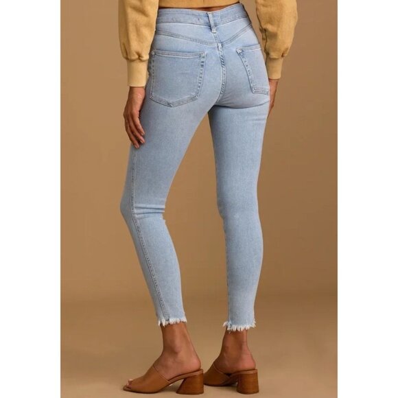 FREE PEOPLE Havana Blue Split Hem High Rise Jeggings Jeans Sz 27 NEW with tags - Picture 3 of 5